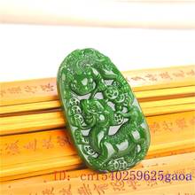 Jade VERDE Qilin-colgante de dragón chino tallado para mujer, joyería de moda, amuleto, regalo 2024 - compra barato