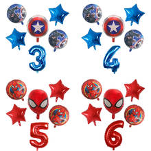 6 шт», «Человек-паук», «Капитан воздушный шарик из фольги в форме 18 ''Круглый супер герой воздушный шар с гелием 30'' номер 0-9Th на день рождения вечерние украшения детские игрушки 2024 - купить недорого