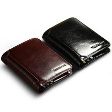 【Genuine Cowhide Leather】ManBang Brand Popular Luxury Men's Wallet Original First Layer Purse Three Fold Casual Business Classic 2024 - buy cheap