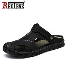 REETENE Summer Breathable Leather Sandals Male Large Size 46 Sandals For Men Beach Hollow Out Men'S Sandals Quality Men Sandals 2024 - buy cheap