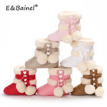 E&Bainel New Born Toddler Baby Girls Shoes First Walkers Hairball Heart Pattern Warm Soft Bottom Anti-slip Baby Snow Boots Boo 2024 - buy cheap