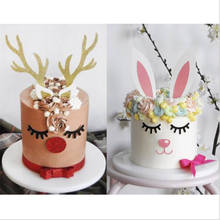 Decoración navideña para pastel de astas, sombrero de copa con Orejas de conejo, decoración para pastel, regalos de Navidad, decoración de Año Nuevo 2021, Feliz Navidad 2024 - compra barato