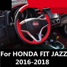 Cubiertas de volante de cuero suave trenza en el volante rueda de coche Interior accesorios de coche para HONDA JAZZ 2016-2018 2024 - compra barato