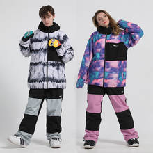 Conjunto de ski masculino e feminino, roupa de esqui quente respirável à prova de vento e à prova d'água para inverno, traje de esqui, snowboard 2024 - compre barato
