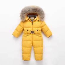 Russa roupas de inverno das crianças para baixo casaco casacos menino outerwear engrossar snowsuits bebê À Prova D' Água roupas de menina parka verdadeira pele 2024 - compre barato