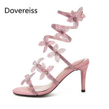 Dovereiss-Sandalias de gladiador de banda estrecha para mujer, zapatos elegantes con flores de color puro, para fiesta, novedad de verano, 32-41 2024 - compra barato