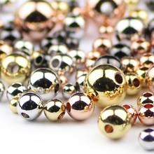 Cuentas de Metal sueltas doradas de 3, 4, 5, 6 y 8mm, abalorios pequeños espaciados para fabricación de pulseras de joyería, accesorios de bola redonda DIY 2024 - compra barato