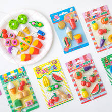 1SET Creative Cartoon Gourmet Food vegetable Fruit Rubber Stationery Cute Colorful Modeling Pencil Eraser Kids Children's Gift 2024 - buy cheap