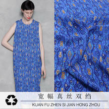 Summer eyes digital printing silk crepe de chine fabric blue pendant mulberry silk crepe de chine fashion top silk fabric 2024 - buy cheap
