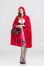 Disfraz de Caperucita roja para adultos, uniforme de Cosplay para Halloween, vestido de juego de rol + capa, traje de actuación para escenario, nuevo 2024 - compra barato