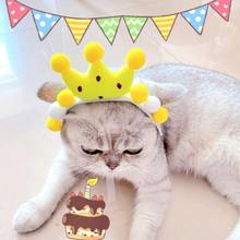 Tiara tridimensional de coroa de gato de estimação, cabeça de aniversário, adereços de fotografia 2024 - compre barato