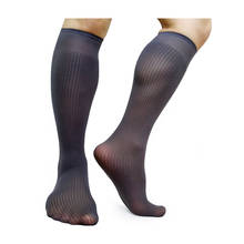Softy-calcetines finos de negocios para hombre, medias largas hasta la rodilla, de Color sólido, a rayas, para vestido Formal y fetiche 2024 - compra barato