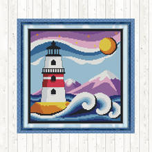 Cross-stitch Lighthouse Aida Fabric for Embroidery Kit 14ct 11ct Counted Printed Canvas Water-soluble DMC DIY Crafts Needlework 2024 - buy cheap