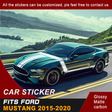 Adesivos automotivos listrados, decalques laterais de corrida gráficos de vinil customizados para ford mustang 2015, 2016, 2017, 2018, 2019, 2020 2024 - compre barato