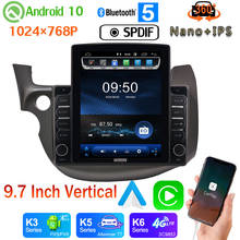 Radio multimedia con GPS para coche, reproductor multimedia con Android 10, 9,7 pulgadas, estilo Vertical, CarPlay, cámara, para Honda Fit Jazz 360-2008, LHD, RHD, unidad principal PX6, 4 + 64G 2024 - compra barato