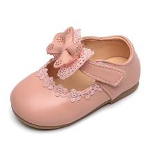 Menor estilo floral para meninas, sapato infantil de couro para bebês e crianças princesas 2024 - compre barato