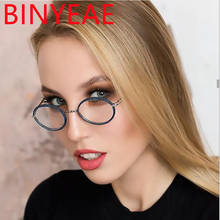 Marcos de gafas redondas Retro para mujeres y hombres, lentes transparentes de mezclilla personalizadas, artesanía con dobladillo, marco de Metal, ovalados pequeños 2024 - compra barato