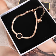 YUN RUO-pulsera de cadena de serpiente de Número romano para mujer, Color oro rosa, joyería de acero de titanio, envío directo 2024 - compra barato