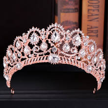 Rose Gold Wedding Crown Quinceanera Pageant Princess Rhinestone Crystal Bridal Crowns Tiaras for Women Wedding Hair Accessories 2024 - buy cheap