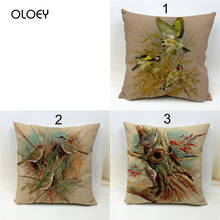 Color Bird Image Linen Cushion Cover, Size 45x45cm, Home Bedroom Office Decoration Cushion Cover, Hotel Decoration Cushion Cover 2024 - buy cheap