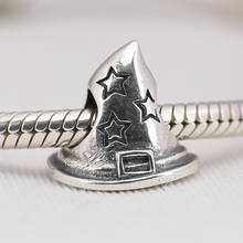 S925 prata grânulo bruxa chapéu com estrelas charme ajuste senhora pulseira jóias diy 2024 - compre barato