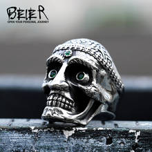 BEIER 316L stainless steel green eyes Punk skull men's ring rock biker fashion jewelry BR8-711 2024 - buy cheap