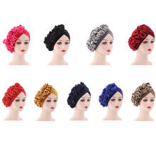 Fashion Women Flower Turban Cap Soild Color Muslim Headscarf Pleated Bonnet Inner Hijabs Arab Head Wraps Indian Hat Accessories 2024 - buy cheap