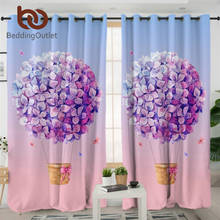 BeddingOutlet-cortinas de color rosa acuarela para dormitorio, cortinas opacas de flores, globo púrpura, bola Lila, mariposa, para ventana 2024 - compra barato