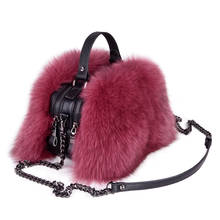 Luxury Brand Women Genuine Leather Messenger Bag Pearl Handle Handbags Real Fur Ladies Genuine Fur Crossbody Shoulder Bags 2024 - buy cheap