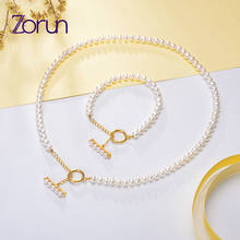 Zorun Real Natural Freshwater Pearl Necklace Bracelet  Set Fine  Jewelry 4.5-5MM Gold Color Clasp for Women New Design Good Sale 2024 - buy cheap
