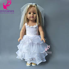 Boneca branca de 43cm, vestido de casamento com véu para bonecas de 18 polegadas, conjunto de roupas, brinquedos para meninas 2024 - compre barato