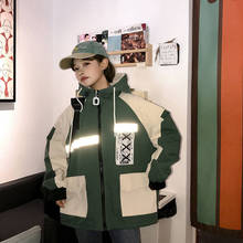 Bella philosophy Harajuku Женская куртка большого размера в стиле пэчворк, весна 2020, новая верхняя одежда, пальто в стиле хип-хоп, уличная одежда, свободные куртки с капюшоном 2024 - купить недорого
