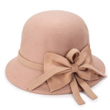 Boinas Vintage para mujer, gorro de tela de lana con lazo para mantener el calor, Color sólido, a prueba de viento, para exteriores, TG0192 2024 - compra barato