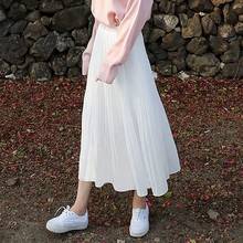 Womens Sweet Pleated Midi Long Skirt Female Casual High Waist Chiffon Skirts Pure Color Summer skirt 2024 - buy cheap