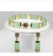 Free Shipping  hot! noble natural jade link bracelet ( 7.5 ") + earrings ASAA 2024 - buy cheap