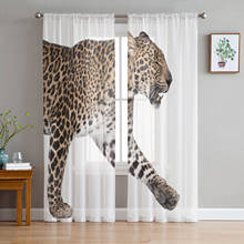 Animal Leopard Tulle Curtains for Bedroom Modern Voile Curtains Home Decoration Window Curtains 2024 - buy cheap