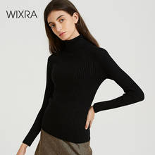 Wixra-suéteres de cuello alto para mujer, suéter de manga larga, tejido, Delgado, informal, Otoño e Invierno 2024 - compra barato