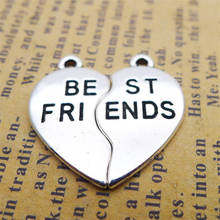 50Sets/lot Antique Silver Best FRIENDS Charms 23*24MM Alloy Heart Charms for Handmade Jewelry Findings 2024 - buy cheap