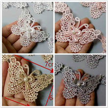 10X  Butterfly Bowknot Pearl Embroidered Lace Trim Fabric Lace Ribbon Handmade Sewing Craft For Costume Hat Decoration Dress 2024 - buy cheap