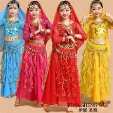 Conjunto de trajes de danza del vientre para niñas, vestidos de danza Oriental India, ropa de danza del vientre, traje de baile indio de manga larga 2024 - compra barato
