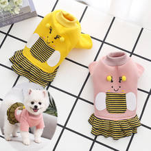 Vestido para cães de pelúcia, estampa de abelha, saia tutu para cachorro, jaqueta de jardim, poodle, bichon, schnatzer, roupas de cachorro pequeno 2024 - compre barato