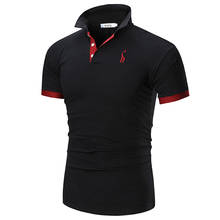 Поло мужское повседневное, брендовая рубашка-поло с вышивкой оленя, с коротким рукавом, высокое качество 2024 - купить недорого