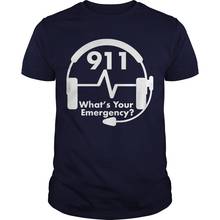 Какая у вас чрезвычайная ситуация? Уникальный EMS ЕМТ 911 диспетчеры футболка. Летняя хлопковая Футболка короткий рукав с круглым вырезом Мужская футболка новый S-3XL 2024 - купить недорого