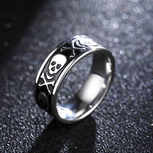 Moredear anel de titânio com caveira 8mm, presente de aniversário para homens e mulheres, anel triangular de padrão para descrédito 2024 - compre barato