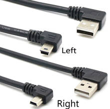 Кабель для передачи данных, 0,25 м, левый и правый, мини-usb B, 5-контактный, наружный, 90 градусов, левый, угловой к USB 2,0, мужской, черный цвет 2024 - купить недорого