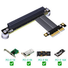 PCI Express PCI-E 4X a 16X Slot Riser convertidor de tarjeta, adaptador de cinta extensora, Cable de extensión PCIe 16X 90 grados + Base magnética 2024 - compra barato