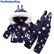 Russia Winter Warm Baby Girl's Clothing Sets Girl Ski Suits Children's Outdoor Clothes Fur Down Coats Jackets+trousers/Jumpsuit 2024 - buy cheap