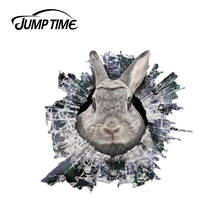 Jump Time 13cm x 12.2cm 3D Rabbit window sticker Glass Slag Decal Reflective Stickers Waterproof Animal Decals 2024 - buy cheap