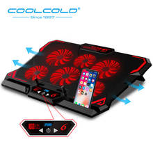 COOLCOLD Gaming Laptop Cooler Notebook Cooling Pad 6 Silent Red/Blue LED Fans Powerful Air Flow Portable Adjustable Laptop Stand 2024 - buy cheap