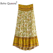 Boho Queens-falda de playa con estampado Floral para mujer, Falda larga de cintura elástica, Estilo Vintage, a la moda 2024 - compra barato